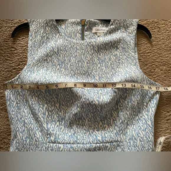 New without tags Calvin Klein Elegant Blue Patterned Sleeveless Dress Size 10 - Picture 8 of 10